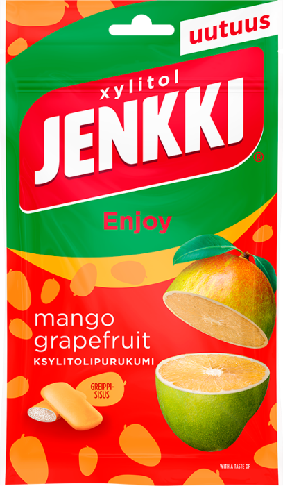 Jenkki Enjoy Mango-Grapefruit Yhdellä puraisulla kaksi makua